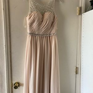 Floor Length Sequin Nude Prom Dress